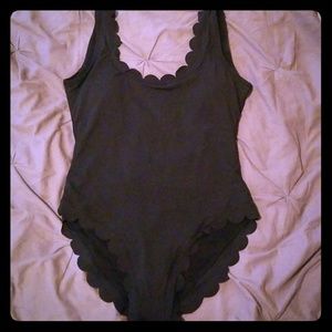 Black scalloped swimsuit